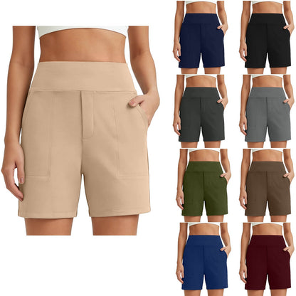 🎁💥LAST DAY SALE 50% OFF!!🥳Women's High-Waisted Athletic Bermuda Shorts with Pockets – Running, Yoga, Summer Casual Activewear（Buy 2 Free Shipping）