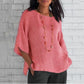 Fashion solid color cotton linen top