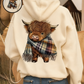 💥CHRISTMAS SALE 50% OFF!!🔥🎁Cute Highland Cow Cozy Fleece-Lined Hooded Sweatshirt🦬3