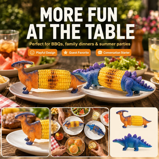 🦕2026 Summer New 🌽Dinosaur Corn Holders for Corn On The Cob - Funny Corn Cob Holder for Kids and Adults with Stainless Steel Prongs