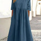 🔥Women's Casual Crew Neck Pocket Smocked Cotton Dress