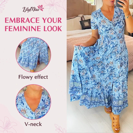 (💃Hot Sale🔥Free Shipping)Floral Print V-neck Dress