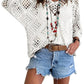 🔥💐SPRING DAY SALE - ONLY £19.99!!⚡50K+ SOLD!✨Womens Bohemian-Inspired Beige Crochet Top with V-Neck