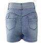 Contrast Binding Ripped Drawstring Denim Skorts