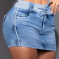 Contrast Binding Ripped Drawstring Denim Skorts