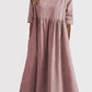 🔥Women's Casual Crew Neck Pocket Smocked Cotton Dress