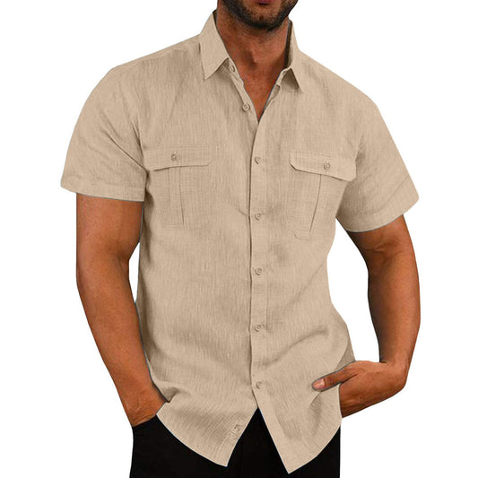 Stretch Shirt  Short Sleeve Shirt with Pockets