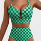 2026 NEW 👙V-NECK PRINTED HIGH-WAISTED TWO-PIECE SWIMSUIT