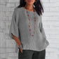 Fashion solid color cotton linen top