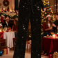 💖Christmas Great Deal 50% OFF🥰Women's Sequin Sparkle Wide Leg Pants with Elastic Waistband