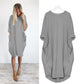 🎉Hot sale💝 Women Casual Loose Pocket Long Sleeves Dress