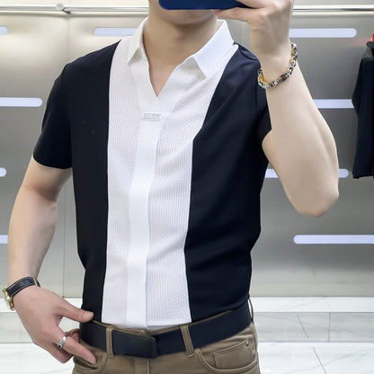 Men’s Summer Business Casual Patchwork Shirt