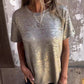 Hot Stamping Round Neck Short Sleeve T-shirt for Women