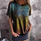 Hot Stamping Round Neck Short Sleeve T-shirt for Women