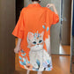 🔥MORE STYLES - 49% OFF😻Thin Mid-Length Cat Pajama Dress