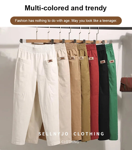 Limited time 49% OFF⏳Women's Elastic Waist Cotton Pants