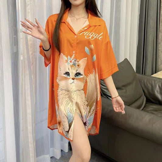 🔥MORE SIZE🔥Cat Pajama Dress