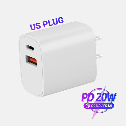 20W Fast Charger Dual-port Power Adapter