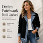 ⌛LAST DAY SALE ONLY ￡16.99!!🔥Women’s Elegant Denim Spliced Ribbed Knit Coat