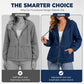💙 Women's Casual Zip-Up Hooded Denim Jacket – Relaxed Fit & Adjustable Waist ✨