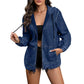 💙 Women's Casual Zip-Up Hooded Denim Jacket – Relaxed Fit & Adjustable Waist ✨