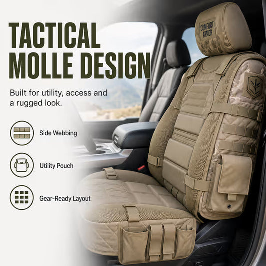 Tactical Car Seat Cover with Storage Pockets