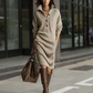 Women’s Button-Up Ribbed Knit Dress with Lapel Collar