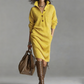 Women’s Button-Up Ribbed Knit Dress with Lapel Collar