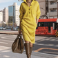 Women’s Button-Up Ribbed Knit Dress with Lapel Collar