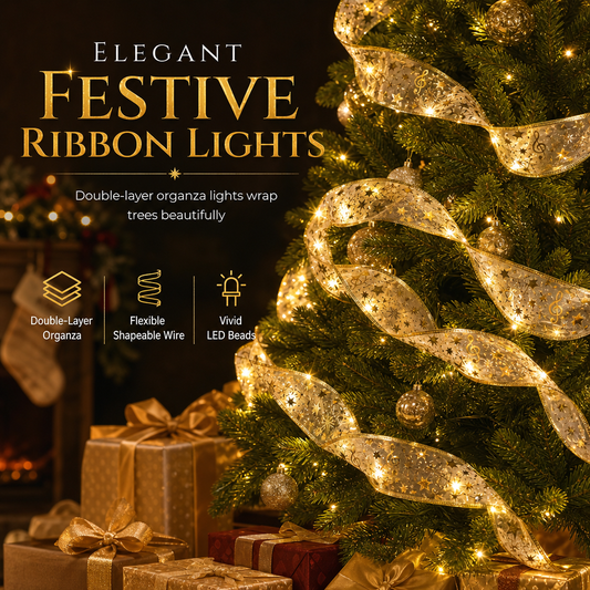🎅Christmas Tree Ribbon String Lights！Greater length, greater value!🔥