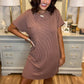 Ribbed Round Neck Pocket Dress
